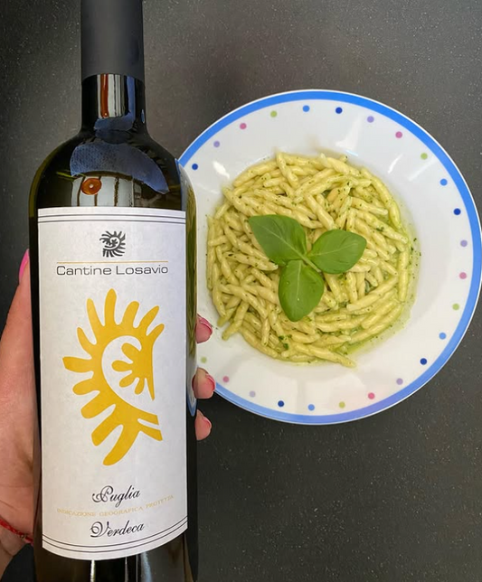 abbinamento cibo vino pasta e pesto con verdeca