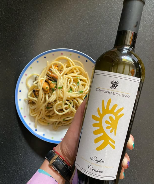 abbinamento cibo vino bianco verdeca con pasta e cozze