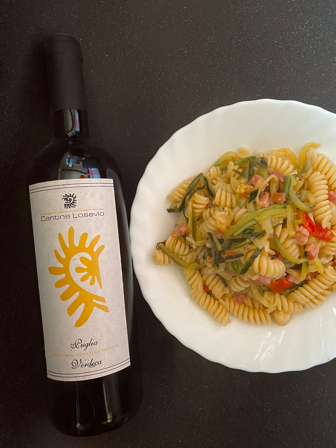 abbinamento cibo-vino verdeca pasta zucchine e pancetta